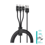 Câble 3 en 1 DEVIA Gracious Series - Tressé et Résistant - Charge Rapide 5V 3A - Longueur 1.2M