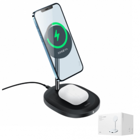 Benks MagSafe 2-in-1 Wireless Charging Stand - 15W Fast Charger for iPhone & AirPods - Sleek Black Design