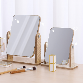 Wooden Makeup Mirror Table Top 25.5x22cm Elegant Vanity Mirror for Home Decor