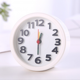 Compact White Round Travel Alarm Clock - Perfect Bedside Timekeeper