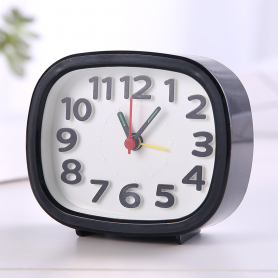 Compact Bedside Alarm Clock - Lightweight Quartz Travel Clock in Black