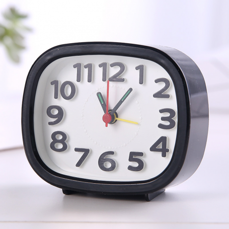 Compact Bedside Alarm Clock - Lightweight Quartz Travel Clock in Black