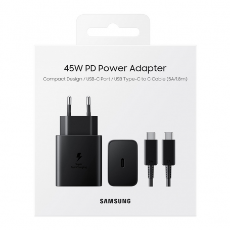 Samsung 45W Type-C Charger Kit 1.8M Black - Fast Charging Original Retail Box