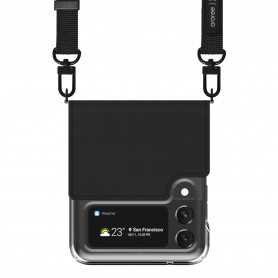 Coque Protection avec Collier Adjustable ARAREE CANVAS DIARY Noir pour Samsung Galaxy Z Flip3 - Élégance et Sécurité