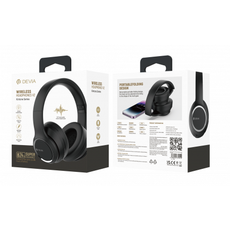 Wireless Headphones V2 Devia Kinton Series Black - Premium Sound & Style