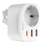 Power Adapter with 3 Ports 2 USB-A 1 USB-C Built-in Plug Devia Smart Series White