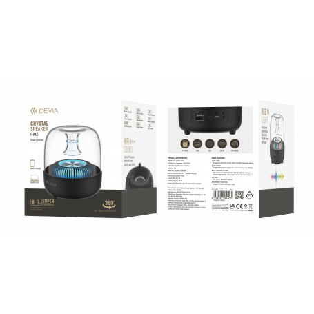 Bluetooth Portable Speaker with USB microSD AUX FM RGB – Devia Smart Series Crystal
