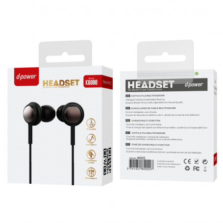 Handsfree Headset D-power K6000 C6000 S8 Black - Premium Sound Quality and Comfort