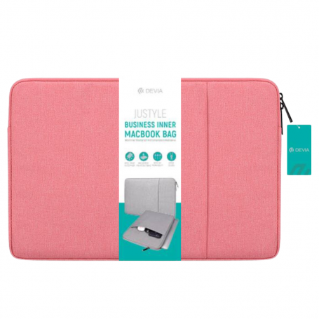 Sac Intérieur pour MacBook / PC Portable 13.3" à 15.4" - Devia Justyle Business Rose - Protection Élégante et Pratique