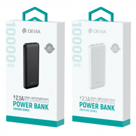 Achetez Power Bank 10000 mAh Devia Kintone Series V3 Blanc - Recharge Rapide et Fiable pour Vos Appareils