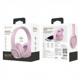 Casque Sans Fil V2 Rose - Devia Kinton Series EM039 - Son Premium et Confort Assuré
