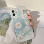 Coque de protection à motif d'Aquarelle fleurs bleues avec colliers laser (Mayline)