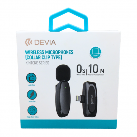 Wireless Microphone Devia Clip Necklace Kintone Series Type-C Black - Crystal Clear Sound for Creators