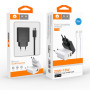 Kit Chargeur USB-C 20W + USB 18W + Cable Lightning - Blanc (WUW T72)