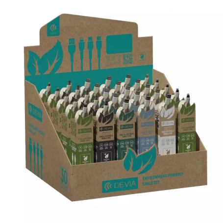 Ecological Straw Cable Set 30 PCS by Devia Smart Series in White - Eco-Friendly Charging Solutions