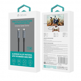 Fully Functional USB4.0 Cable - Devia Extreme Speed - 240W PD 40G BPS 8K 60Hz 1M Black - Ultimate Performance and Efficiency