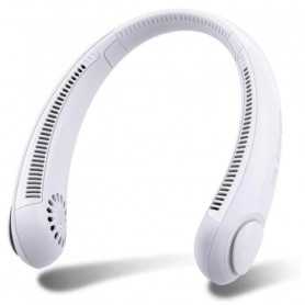 Portable Neck Hanging Fan USB Rechargeable White - Stay Cool and Hands-Free