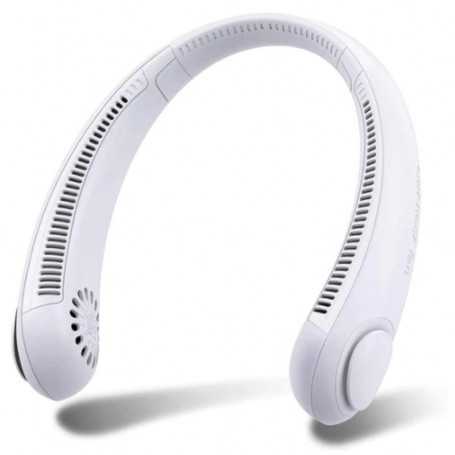 Portable Neck Hanging Fan USB Rechargeable White - Stay Cool and Hands-Free