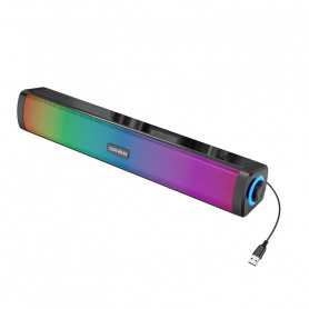 Barre de Son Lumineuse E-1411 - Haut-Parleur Filaire USB - Noir, Qualité Sonore