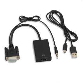 Adaptateur HDMI-VGA HD | Cable USB-Micro USB Inclus | Noir - 69 caractères