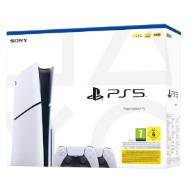 Achetez la Console Sony PlayStation 5 Slim Edition Standard Blanc 1 To - 4K/8K HDR avec 2 Manettes Dualsense