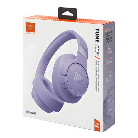 Bluetooth Earphones JBL Tune 720BT - Purple | Crystal Clear Sound & Wireless Convenience