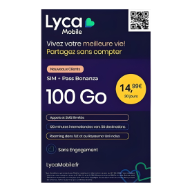 Carte SIM Prépayée Lyca Mobile Illimité - 100 GO d’Internet Sans