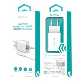 Kit Chargeur USB 12W + Câble Micro Devia Smart Series - Charge Rapide et Fiable