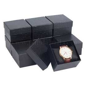 Boîte de Rangement de Bijoux Montre Avec Petit oreiller en éponge 9*8*5,5cm Noir