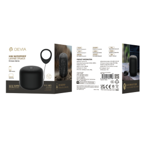 Enceinte Bluetooth Portable IPX7 5H - Devia Kintone BT2602 Noir - Son de Qualité Résistante à l'Eau