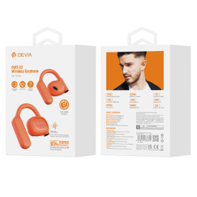 Écouteurs sans fil Bluetooth 12H Devia Star OWS E2 EM043 - Son exceptionnel et design orange