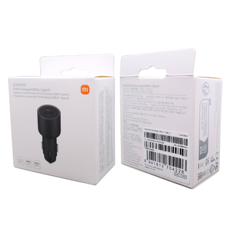 Chargeur Allume-Cigare USB-A + Type-C Xiaomi 67W - Recharge Rapide et Efficace pour Vos Appareils
