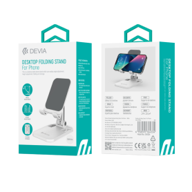 Support Téléphone Portable Réglable et Pliable DEVIA Noir - Optimisez Votre Confort et Productivité