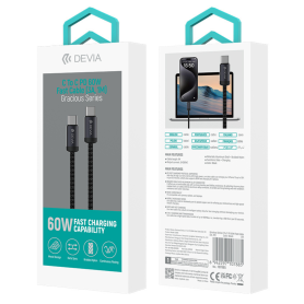Câble Type-C Type-C Devia Gracious Série PD 27V 3A 1m Noir - Charge Rapide et Durable