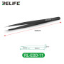 Antistatic Straight Tweezers Black - RELIFE RL-ESD-11 Precision Tool for Electronics and Crafts