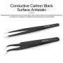 Antistatic Straight Tweezers Black - RELIFE RL-ESD-11 Precision Tool for Electronics and Crafts