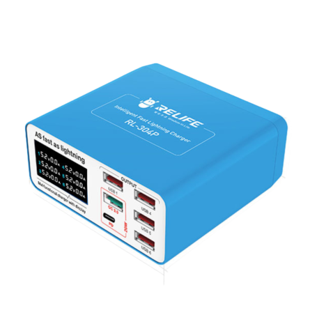 RELIFE RL-304P Smart 6-Port Digital Display Lightning Charger - Efficient & Fast Charging Solution