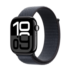 Montre Connectée Apple Watch S10 GPS aluminium noir de jais 42 mm, Boucle Sport encre violette MWWG3 - Neuf
