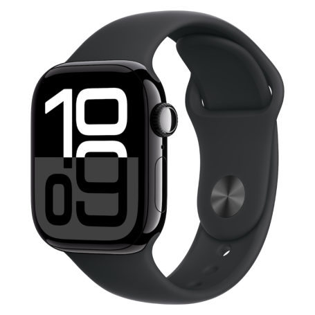 Montre Connectée Apple Watch Series 10 Cellular 42 mm Noir de Jais - Boîtier Aluminium & Boucle Sport S/M