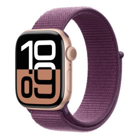 Apple Watch Series 10 Cellular Aluminium Or Rose 46 mm avec Boucle Sport Prune - Neuve et Performante