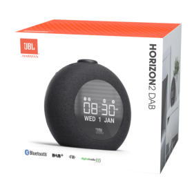 JBL Horizon 2 DAB Bluetooth Clock Radio Speaker - Stylish Alarm & Premium Sound - Black