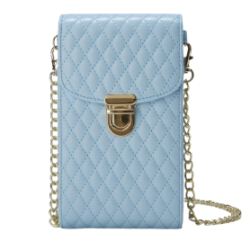 Sac de Téléphone Portable avec Ceinture et Fermoirs Dorés Bleu - Style Élégant et Pratique