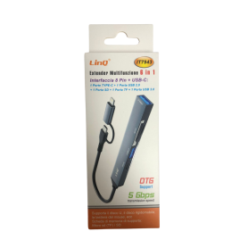 HUB Type-C/Lightning 6-in-1 Adapter LinQ IT7943: USB 2.0 3.0 USB-C SD TF Connectivity Solution