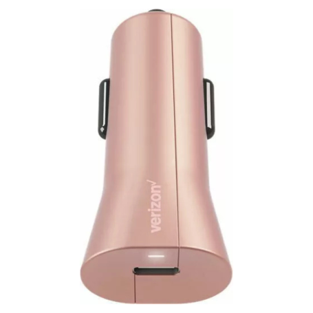 Chargeur Allume-Cigare USB-C Verizon 27W Rose Doré - Recharge Rapide et Élégante pour Votre Voiture