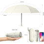 Parapluie Compact Beige avec Housse - Parfait pour Voyager et Rester au Sec