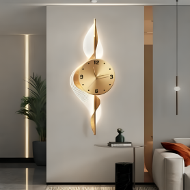Horloge Murale LED Dorée - Type A 30x80 cm - Élégance et Modernité pour Votre Espace