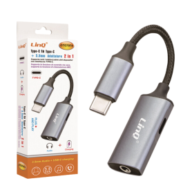Adaptateur LinQ OTG7974 Type-C vers Jack 3,5mm 2 en 1 – Audio et Chargement Simultanés