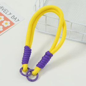 Lanière de Téléphone Portable en Nylon Jaune Violet 32cm - Accessoire Élegant et Pratique