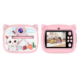 Appareil Photo Instantané pour Enfants 12MP Vidéo 1080p - Chat Rose - Cadeau Parfait pour Jeunes Photographes