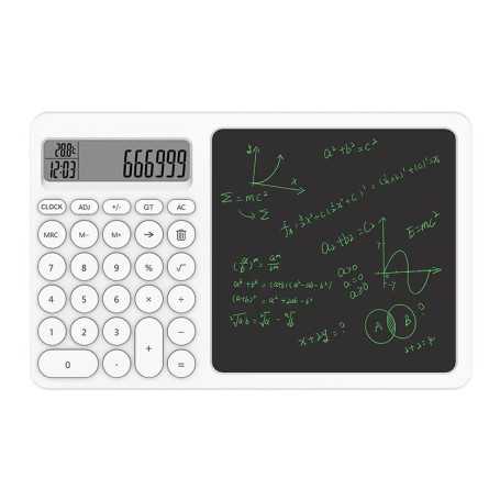 Calculatrice LCD Tablette d'Écriture pour Enfants - Multifonctionnelle et Ludique - Modèle Blanc